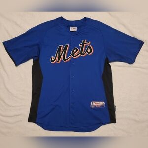Majestic Authentic NY Mets Batting Practice BP Jersey Blue Black XL